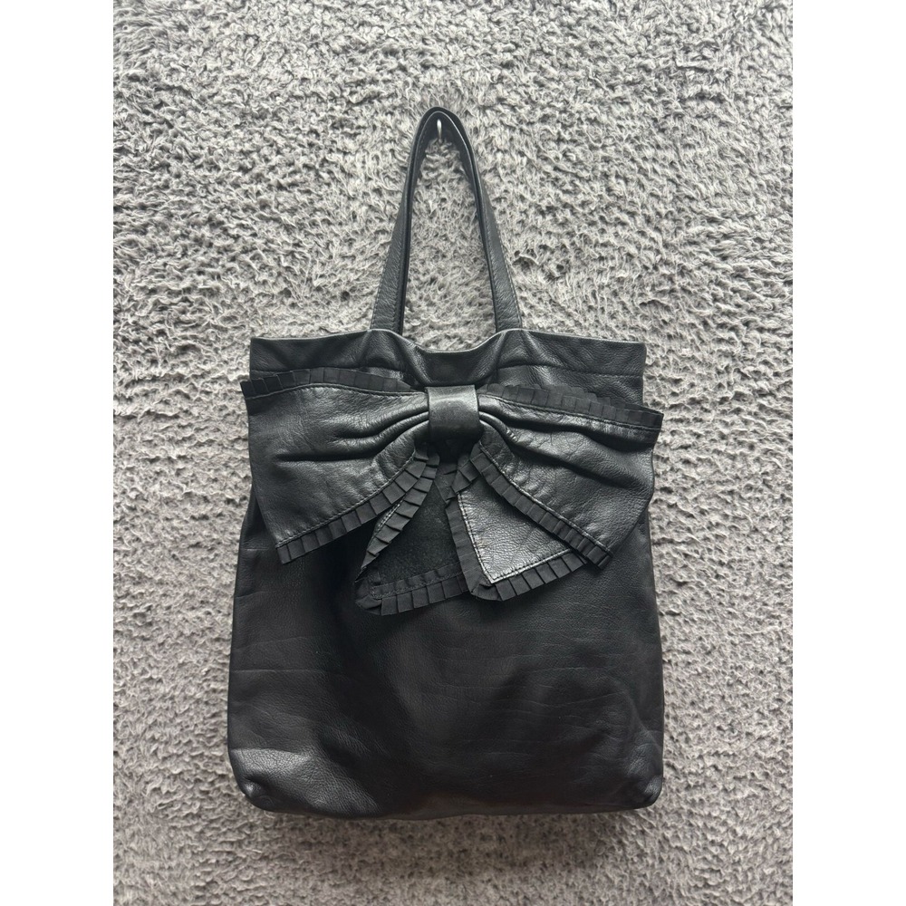 Red Valentino Leather Tote Bag With Bow‎ Detail Black